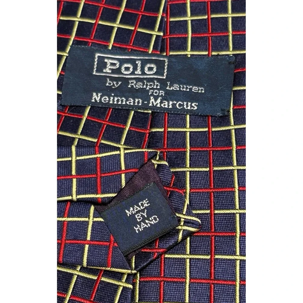 Polo By‎ Ralph Lauren Hand Made Silk Neiman Marcus Square Check Silk Handmade 52